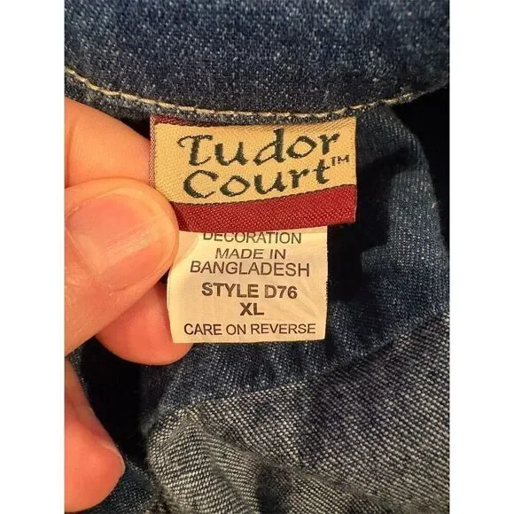 Tudor Court Women's XL Denim Jacket Blue Embellished Floral Casual - Picture 11 of 13